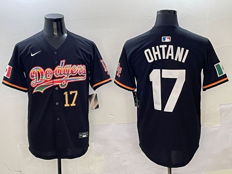 Men Los Angeles Dodgers #17 Ohtani Black rainbow Nike 2025 MLB Jersey style 5->los angeles dodgers->MLB Jersey